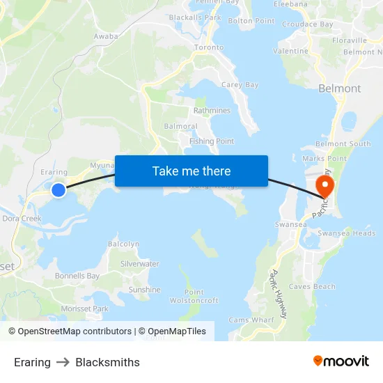 Eraring to Blacksmiths map