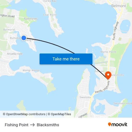 Fishing Point to Blacksmiths map