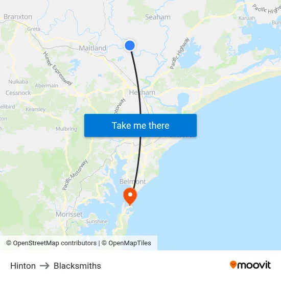 Hinton to Blacksmiths map