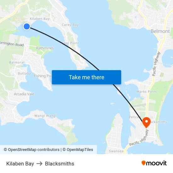 Kilaben Bay to Blacksmiths map