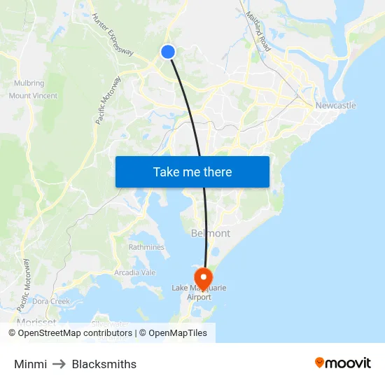 Minmi to Blacksmiths map