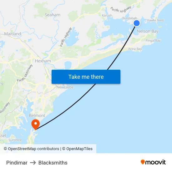 Pindimar to Blacksmiths map