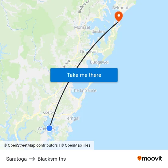 Saratoga to Blacksmiths map