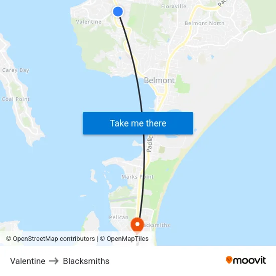 Valentine to Blacksmiths map