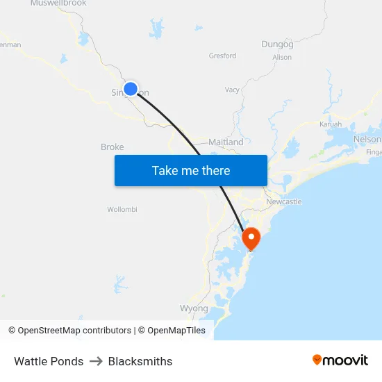 Wattle Ponds to Blacksmiths map