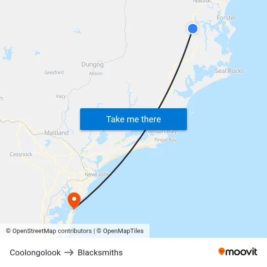 Coolongolook to Blacksmiths map