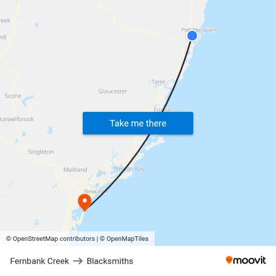 Fernbank Creek to Blacksmiths map