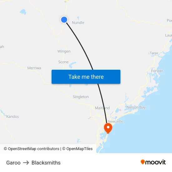 Garoo to Blacksmiths map