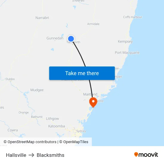 Hallsville to Blacksmiths map