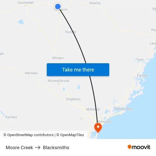 Moore Creek to Blacksmiths map