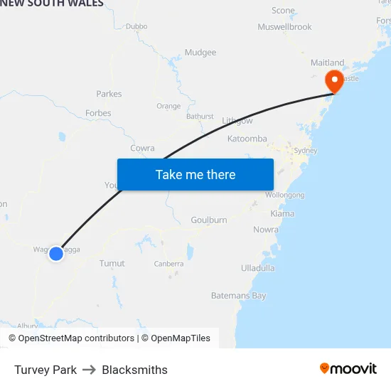 Turvey Park to Blacksmiths map