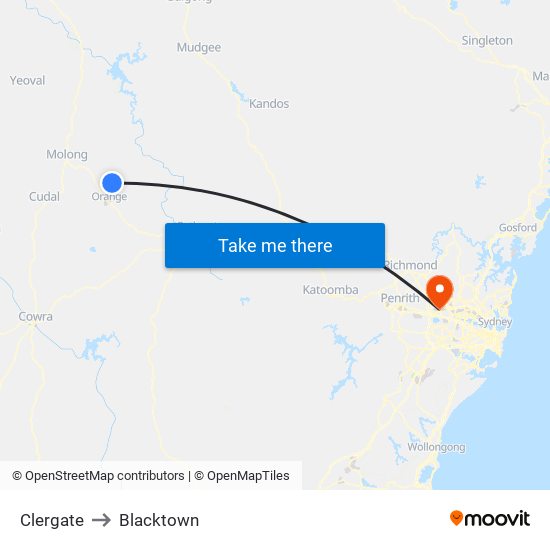 Clergate to Blacktown map