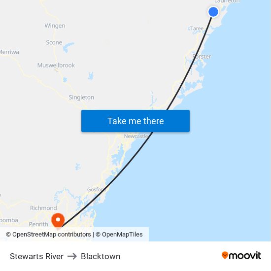 Stewarts River to Blacktown map