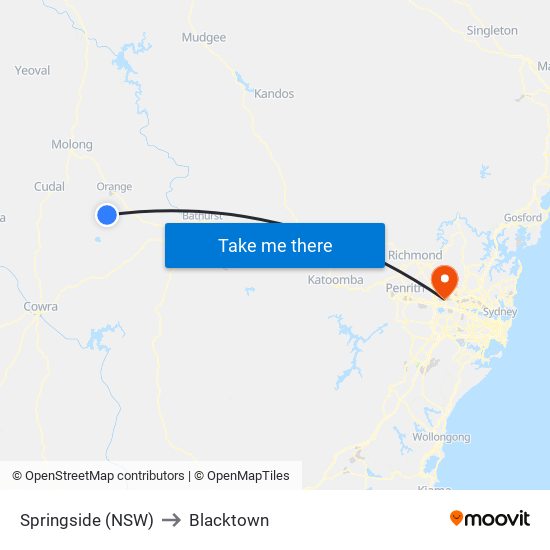 Springside (NSW) to Blacktown map