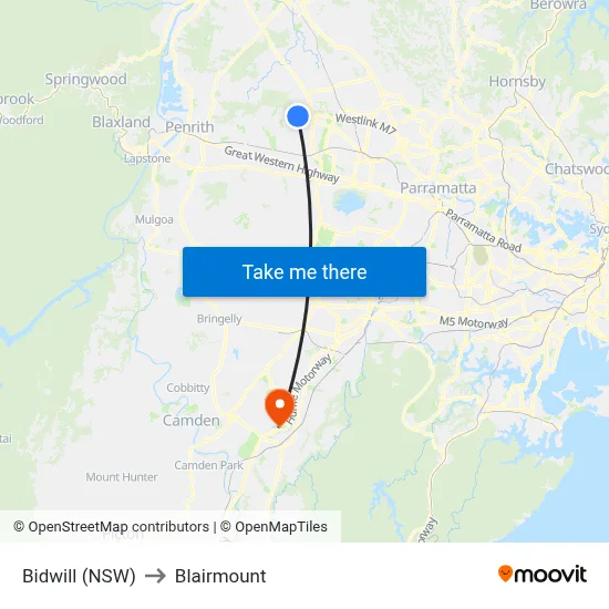 Bidwill (NSW) to Blairmount map