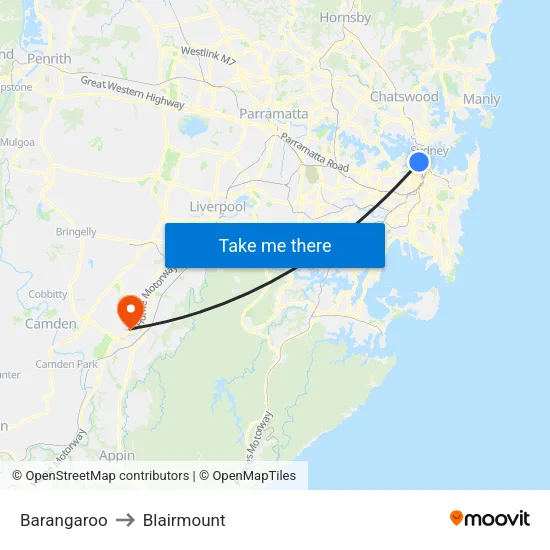 Barangaroo to Blairmount map