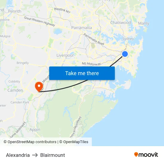 Alexandria to Blairmount map