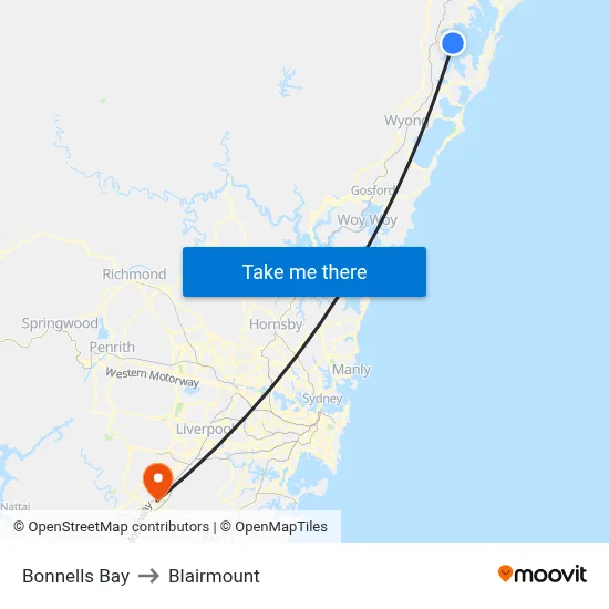 Bonnells Bay to Blairmount map