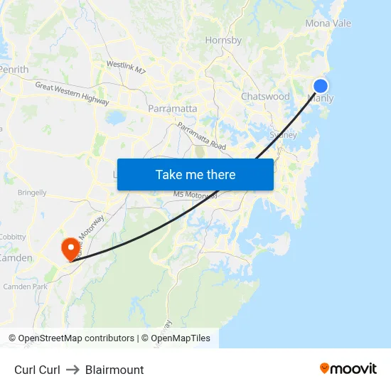 Curl Curl to Blairmount map