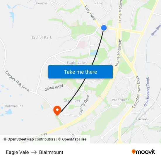 Eagle Vale to Blairmount map