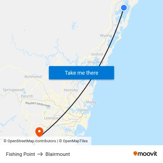 Fishing Point to Blairmount map