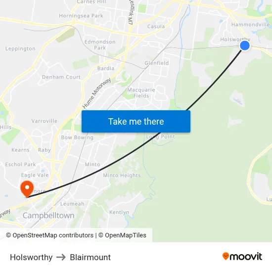 Holsworthy to Blairmount map
