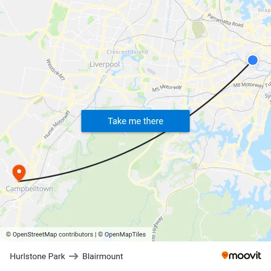 Hurlstone Park to Blairmount map