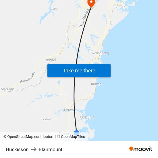 Huskisson to Blairmount map