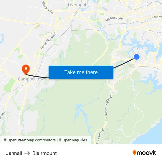 Jannali to Blairmount map