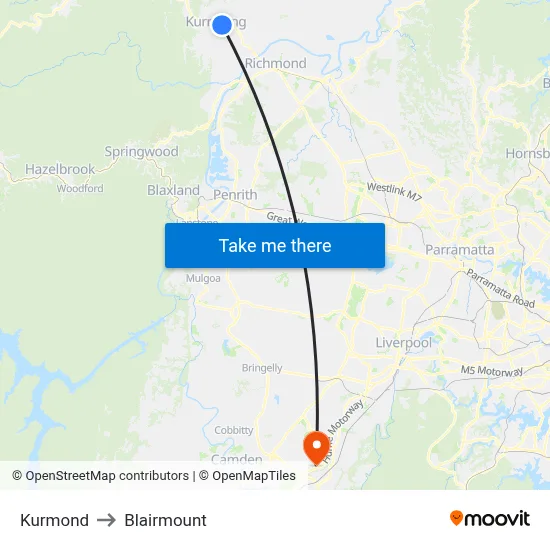Kurmond to Blairmount map