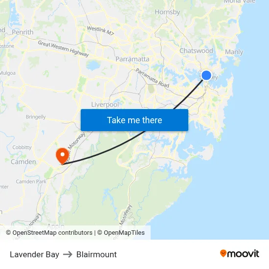 Lavender Bay to Blairmount map