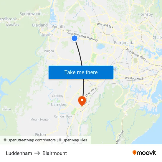 Luddenham to Blairmount map