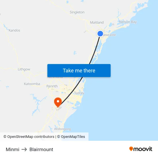 Minmi to Blairmount map