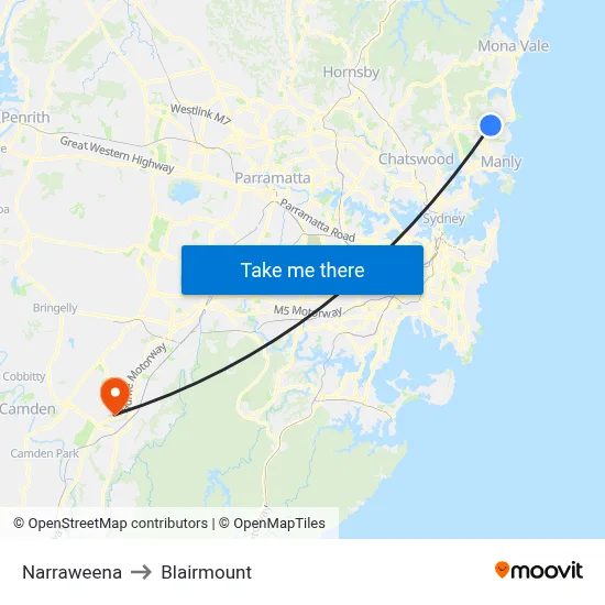 Narraweena to Blairmount map