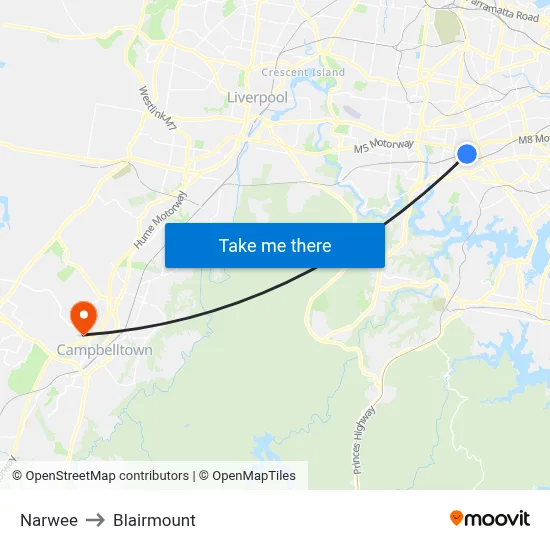 Narwee to Blairmount map