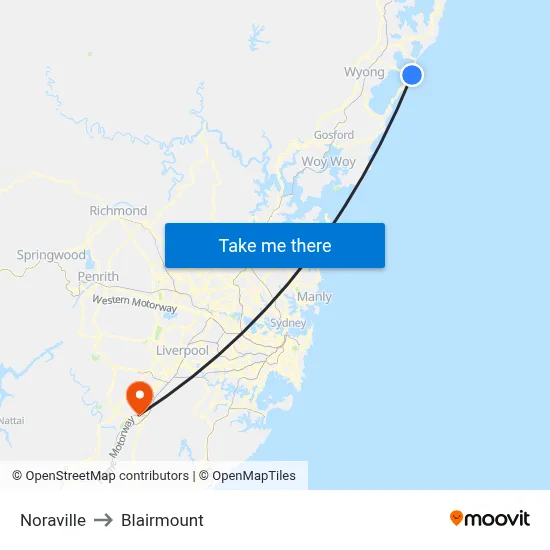 Noraville to Blairmount map