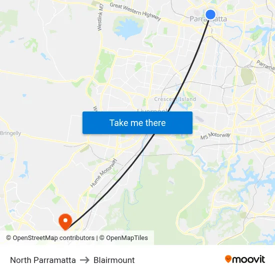 North Parramatta to Blairmount map