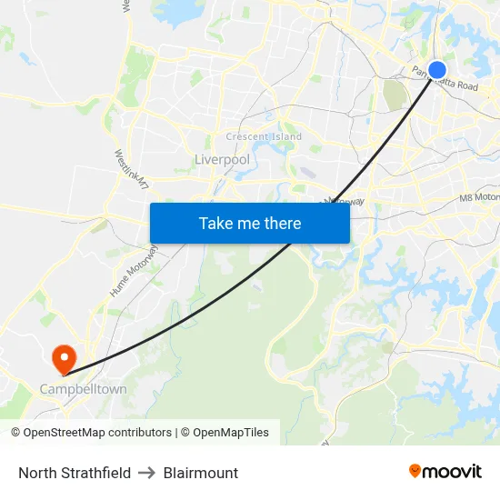 North Strathfield to Blairmount map