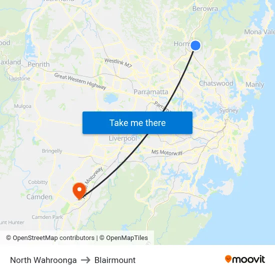 North Wahroonga to Blairmount map