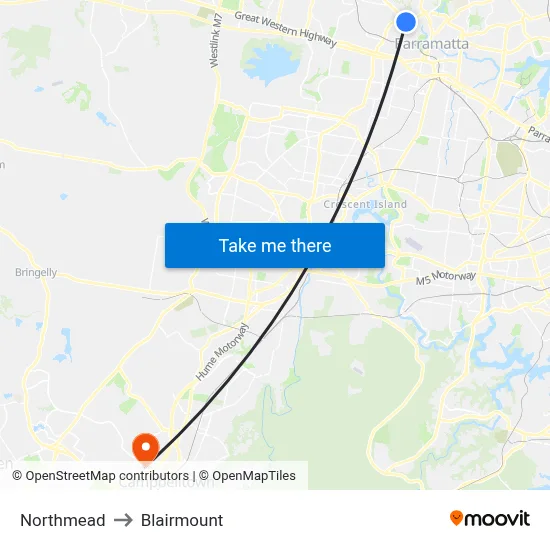 Northmead to Blairmount map