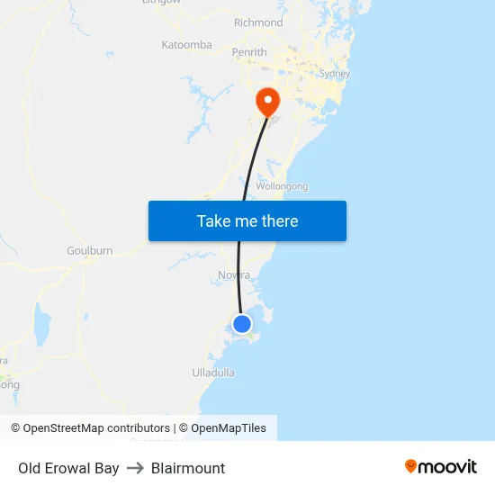 Old Erowal Bay to Blairmount map
