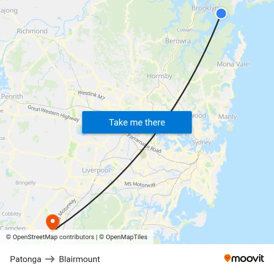 Patonga to Blairmount map