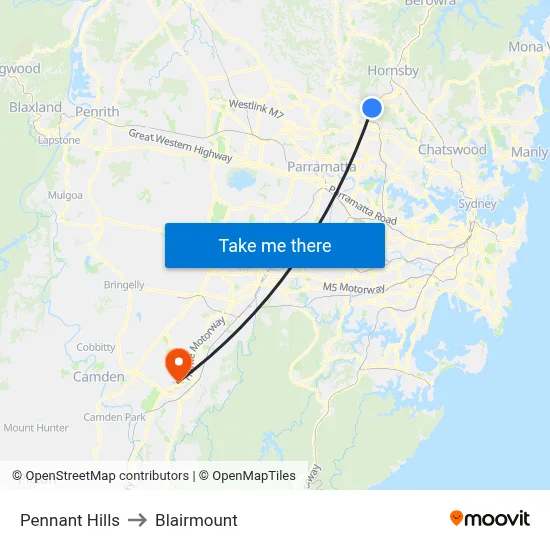 Pennant Hills to Blairmount map