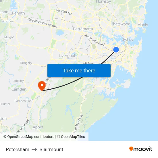 Petersham to Blairmount map