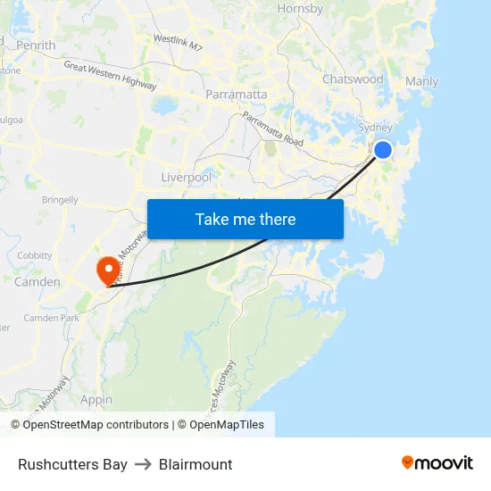 Rushcutters Bay to Blairmount map