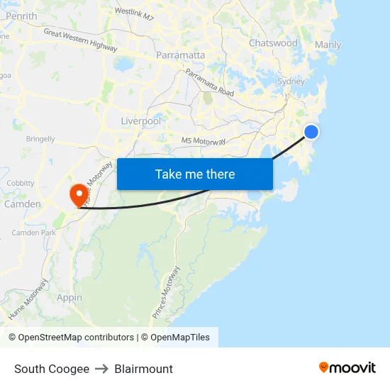 South Coogee to Blairmount map