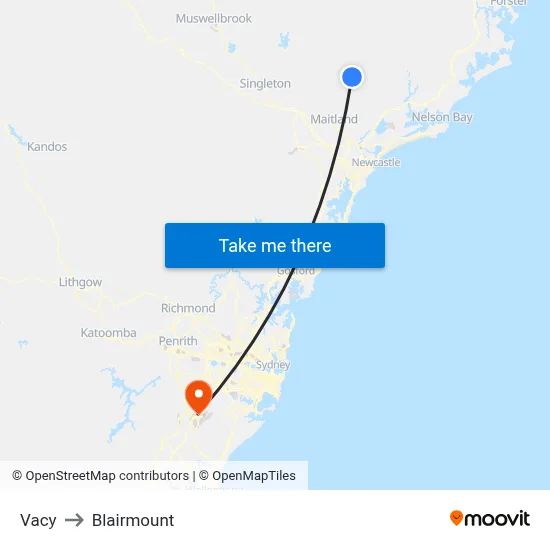 Vacy to Blairmount map
