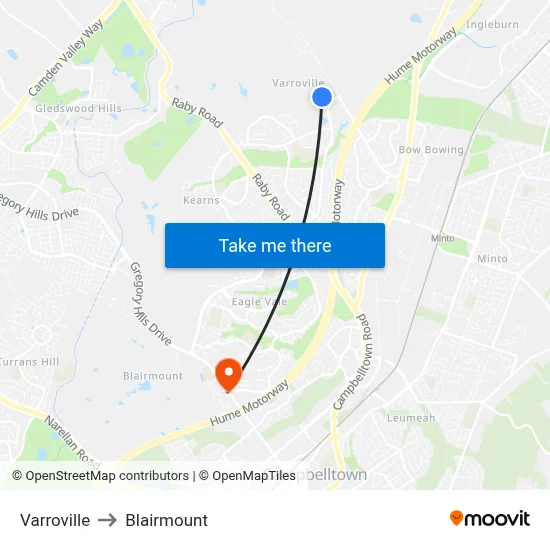Varroville to Blairmount map
