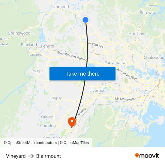 Vineyard to Blairmount map