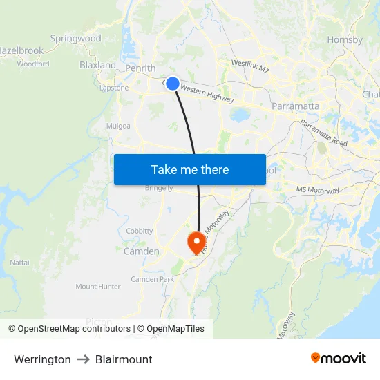 Werrington to Blairmount map